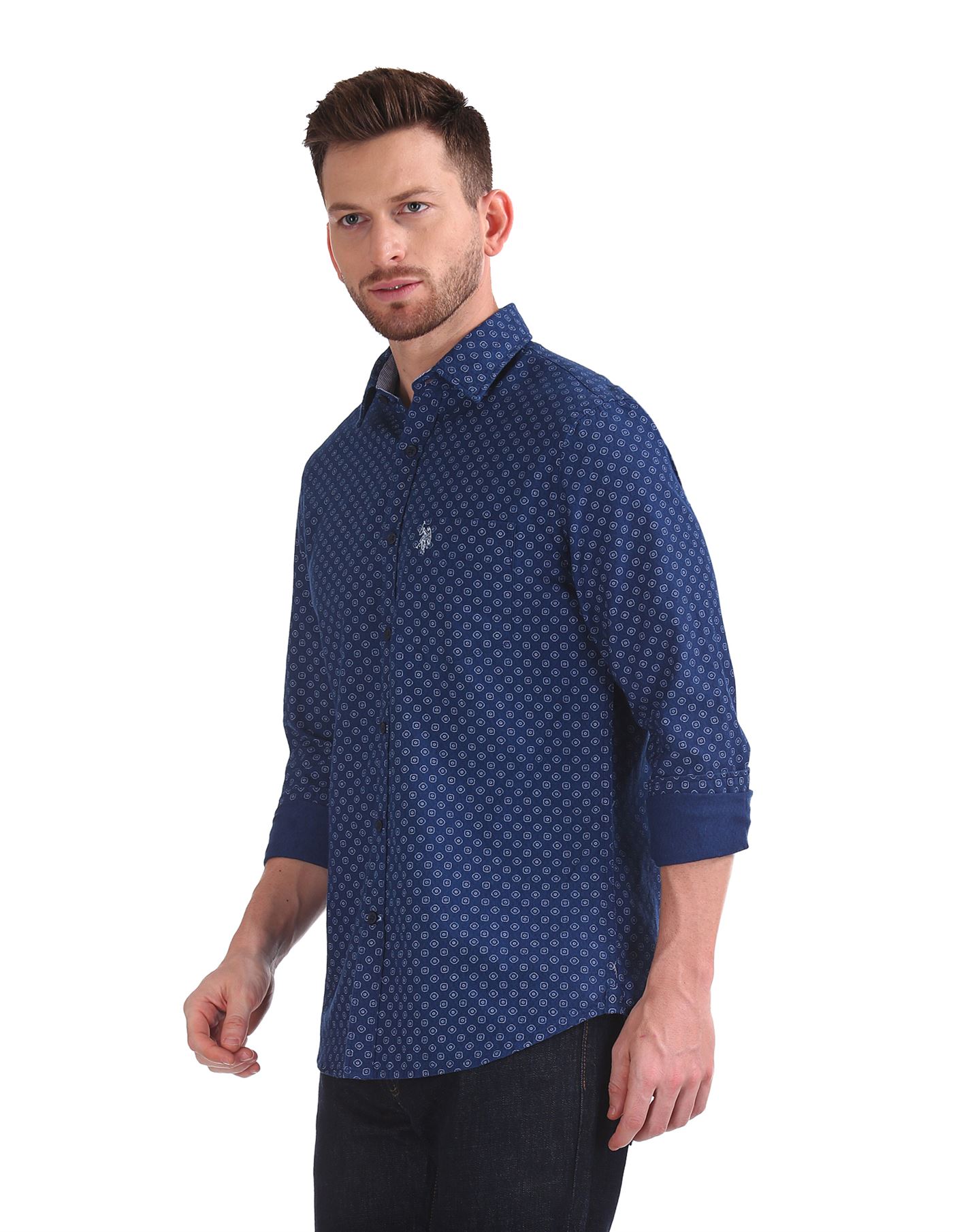 U.S.Polo Assn. Men Casual Wear Blue Shirt